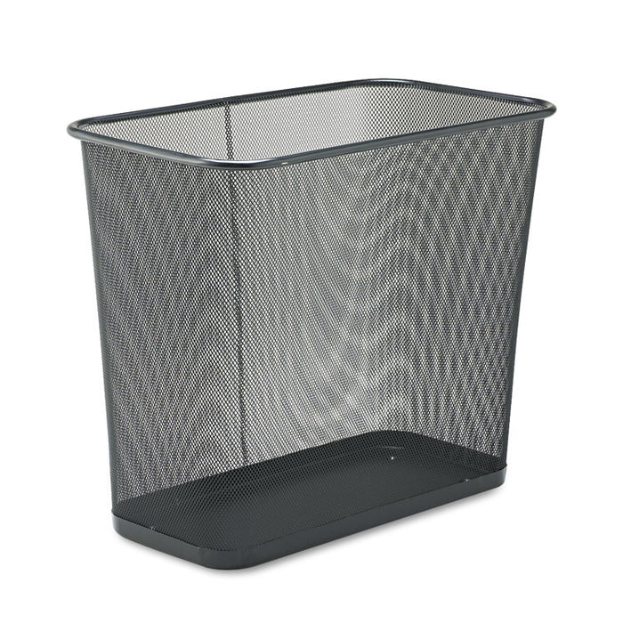 Steel Mesh Wastebasket, Rectangular, 7.5 gal, Black